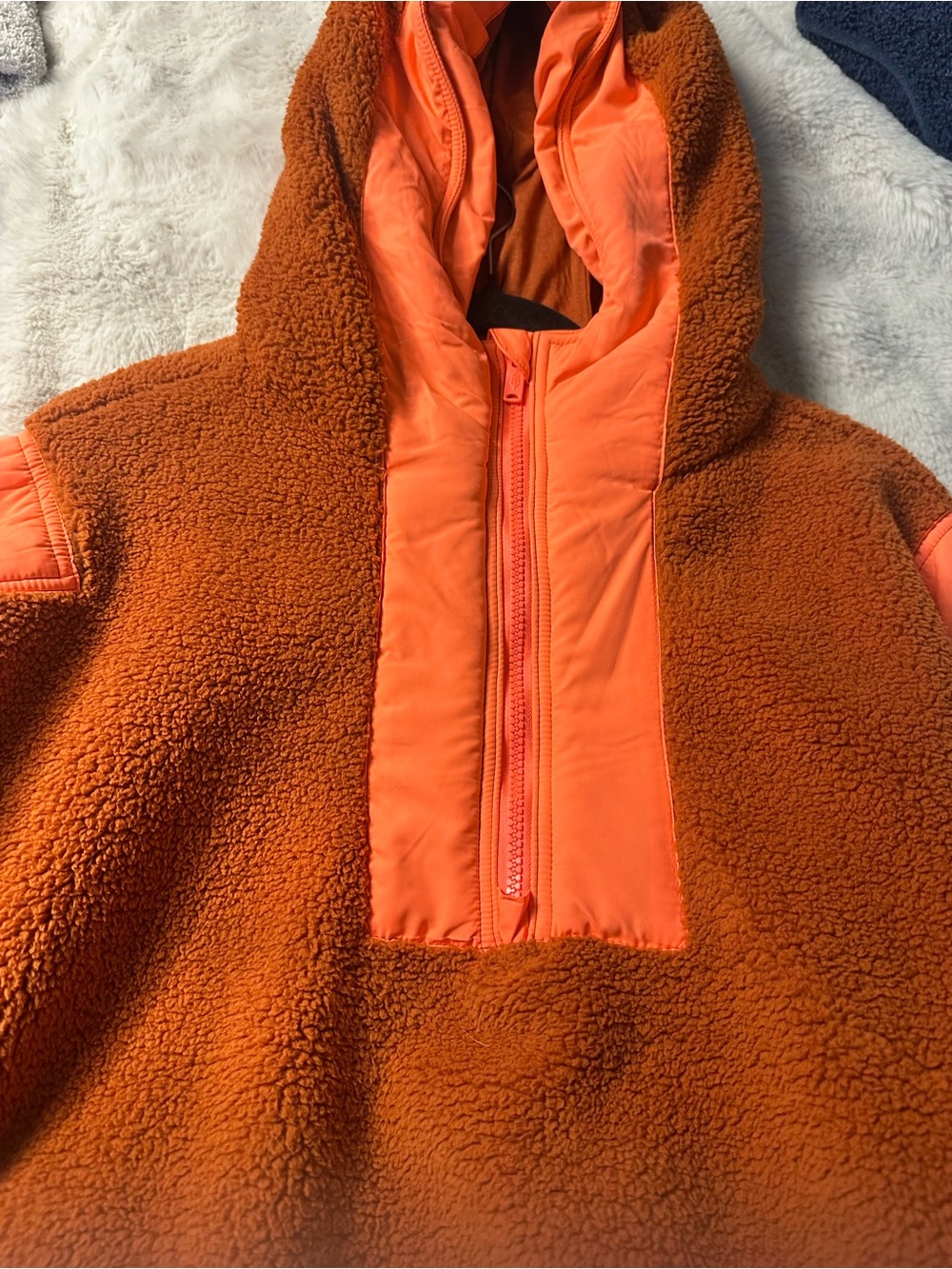 FP MOVEMENT Lead The Pack Teddy Pullover Neon Coral Toasted Coconut - Picture 6 of 9